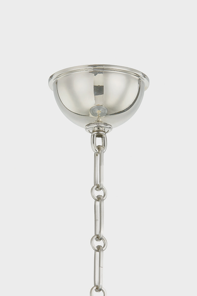 Hudson Valley Painted No. 1 4-Light Pendant in Polished Nickel / Soft French Blue, room setting 1