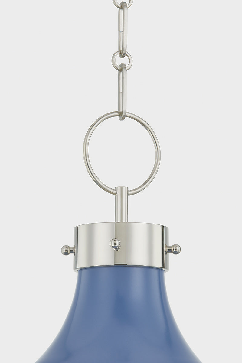Hudson Valley Painted No. 1 4-Light Pendant in Polished Nickel / Soft French Blue, room setting 2