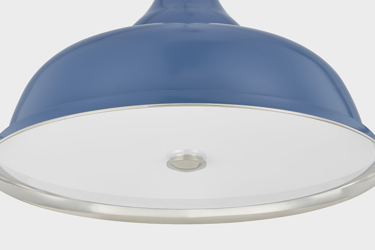 Hudson Valley Painted No. 1 4-Light Pendant in Polished Nickel / Soft French Blue, room setting 4