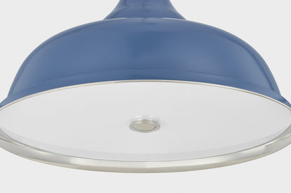 Hudson Valley Painted No. 1 4-Light Pendant in Polished Nickel / Soft French Blue, room setting 4