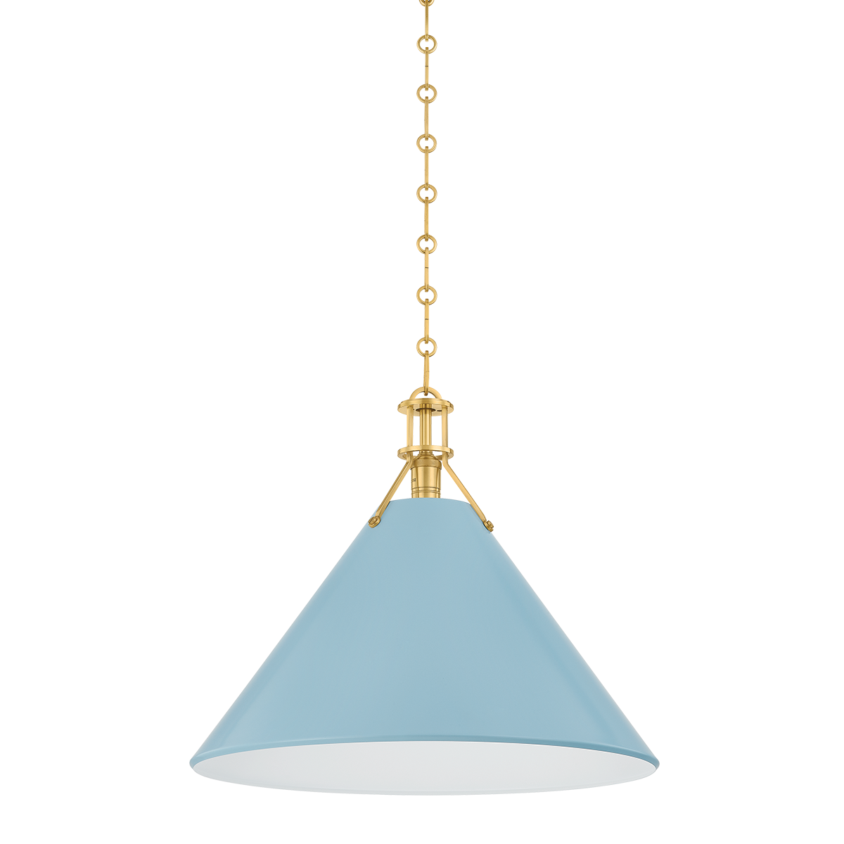 Hudson Valley Painted No. 2 Pendant Aged Brass / Blue Bird