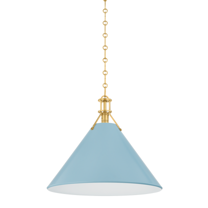 Hudson Valley Painted No. 2 Pendant Aged Brass / Blue Bird
