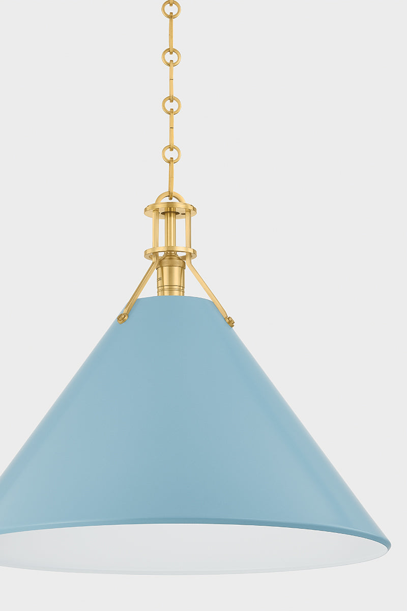 Hudson Valley Painted No. 2 21" Pendant in Aged Brass / Blue Bird, room setting 4