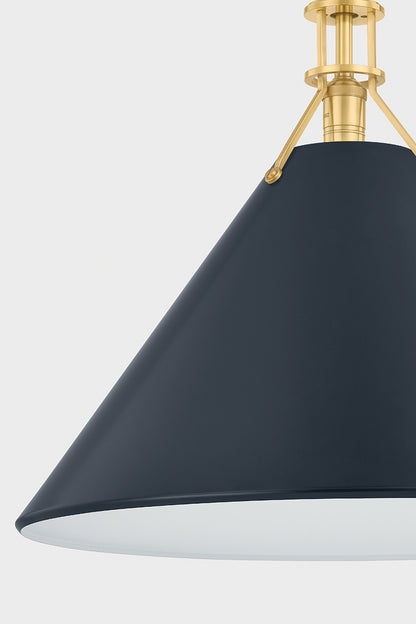 Hudson Valley Painted No. 2 21" Pendant in Aged Brass / Distressed Bronze, room setting 3