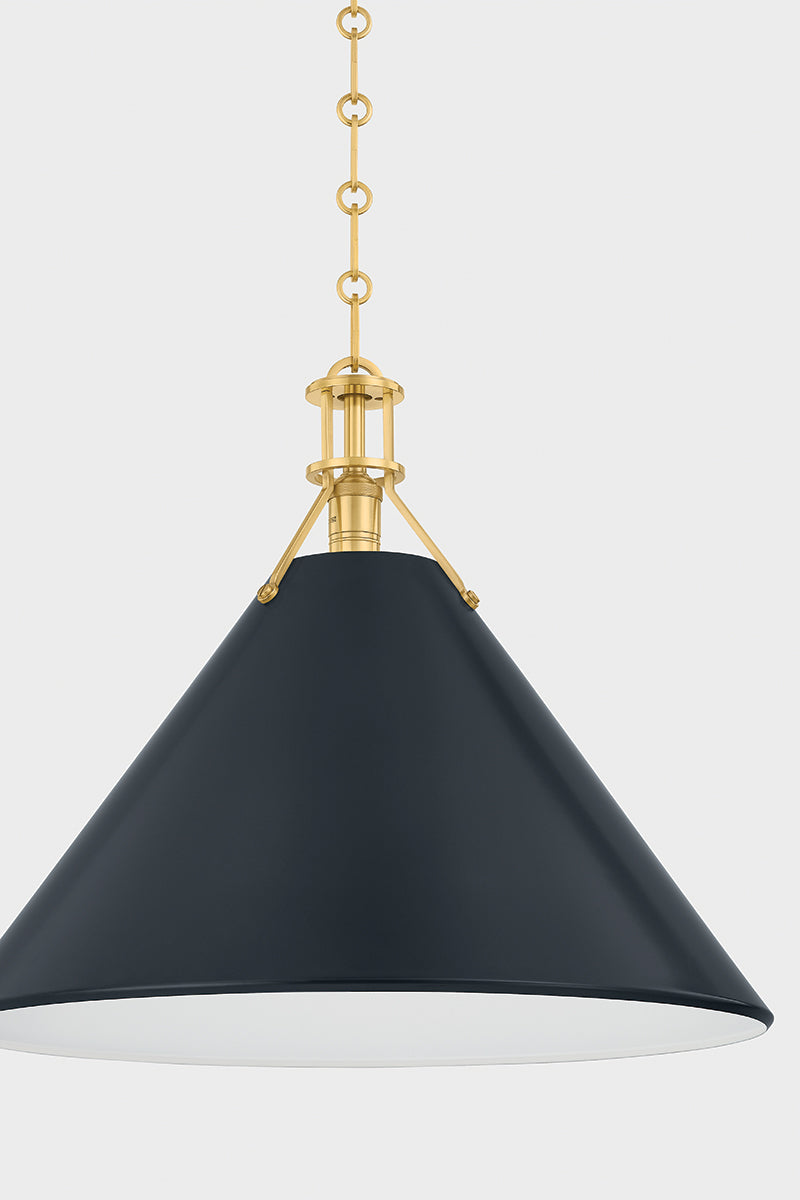 Hudson Valley Painted No. 2 21" Pendant in Aged Brass / Distressed Bronze, room setting 4