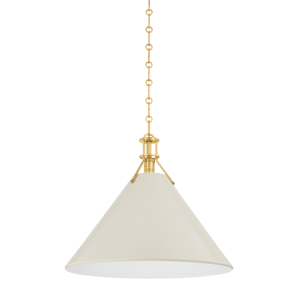 Hudson Valley Painted No. 2 Pendant Aged Brass / Off-White with Off White