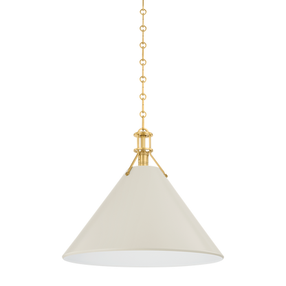 Hudson Valley Painted No. 2 Pendant Aged Brass / Off-White with Off White