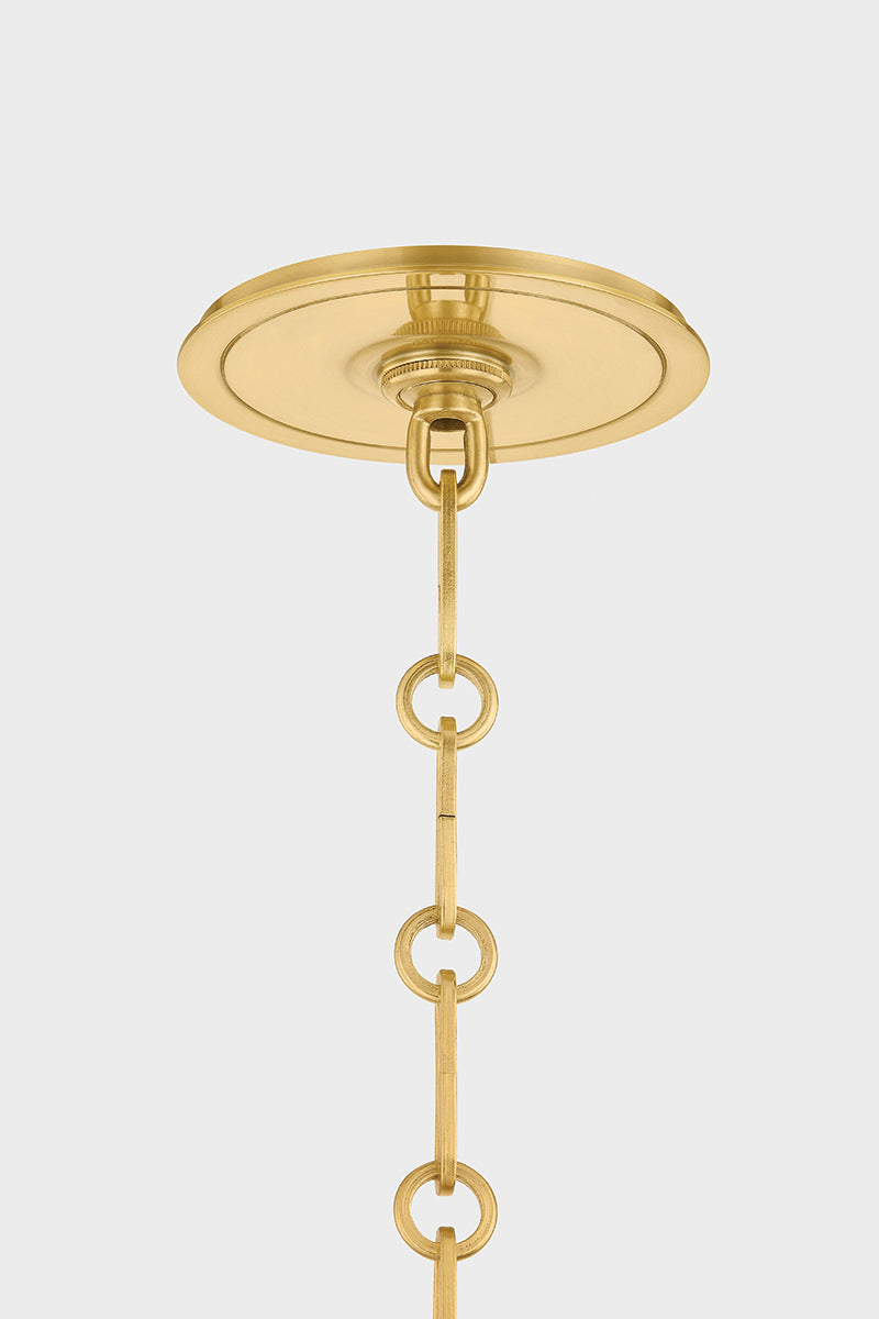 Hudson Valley Painted No. 2 21" Pendant in Aged Brass / Off White, room setting 1