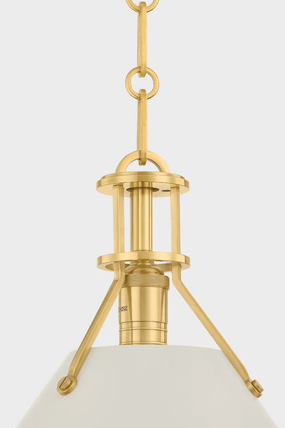 Hudson Valley Painted No. 2 21" Pendant in Aged Brass / Off White, room setting 2
