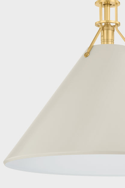 Hudson Valley Painted No. 2 21" Pendant in Aged Brass / Off White, room setting 3