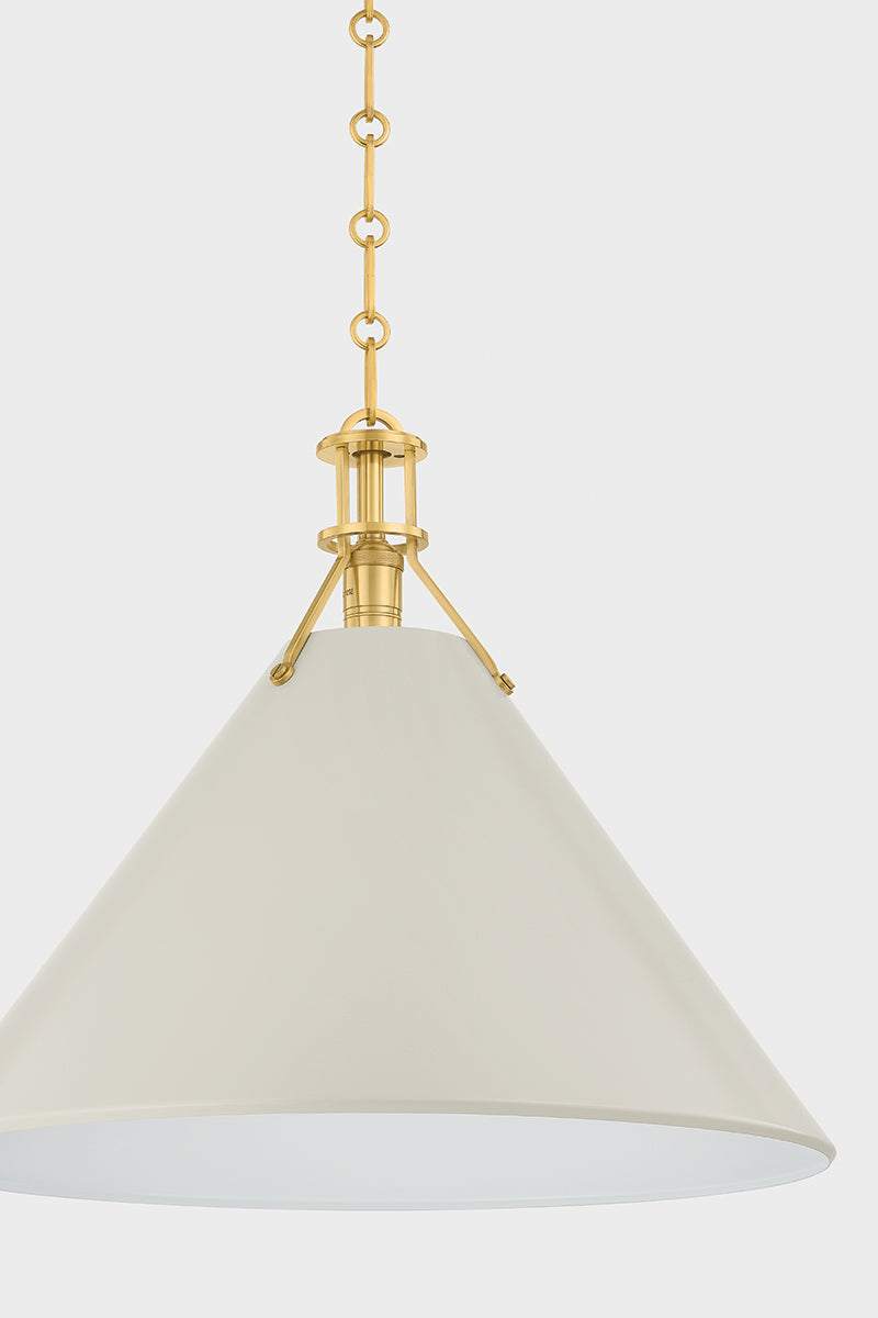 Hudson Valley Painted No. 2 21" Pendant in Aged Brass / Off White, room setting 4