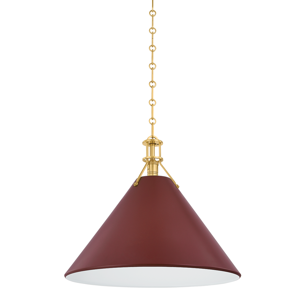 Hudson Valley Painted No. 2 Pendant Aged Brass / Soft Crimson