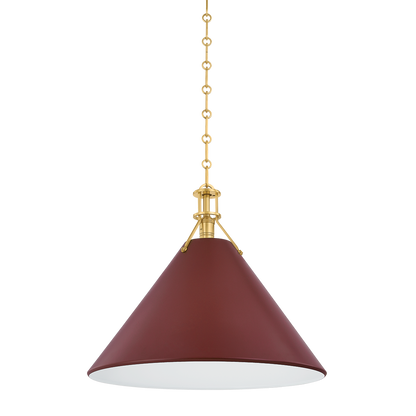 Hudson Valley Painted No. 2 Pendant Aged Brass / Soft Crimson