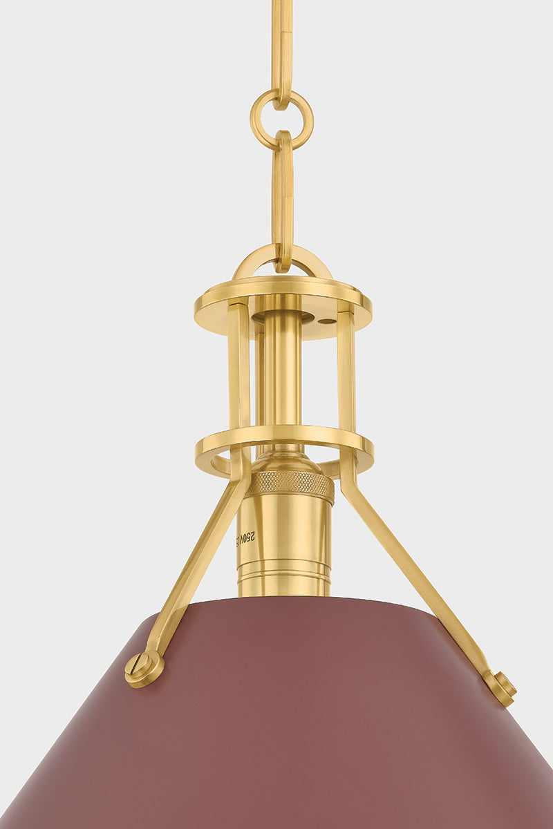 Hudson Valley Painted No. 2 21" Pendant in Aged Brass / Soft Crimson, room setting 2