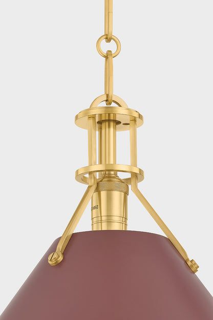 Hudson Valley Painted No. 2 21" Pendant in Aged Brass / Soft Crimson, room setting 2