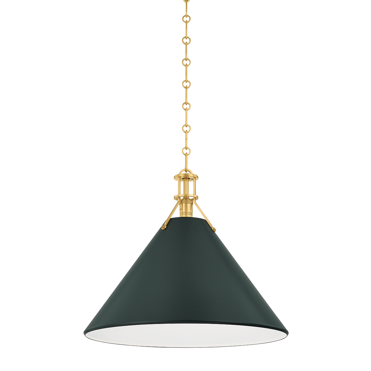 Hudson Valley Painted No. 2 Pendant Aged Brass / Soft Studio Green
