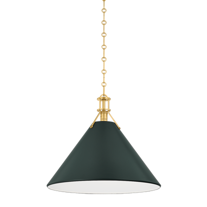 Hudson Valley Painted No. 2 Pendant Aged Brass / Soft Studio Green