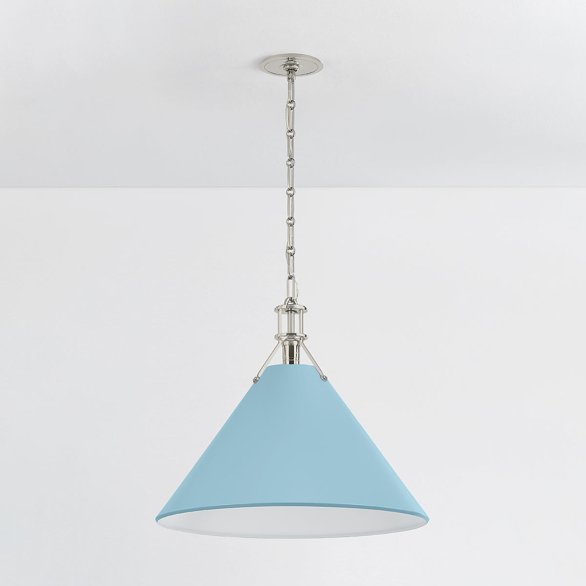 Hudson Valley Painted No. 2 21" Pendant in Polished Nickel / Blue Bird, alternate view 1