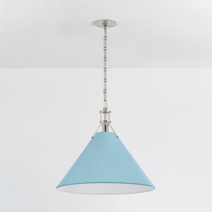 Hudson Valley Painted No. 2 21" Pendant in Polished Nickel / Blue Bird, alternate view 1