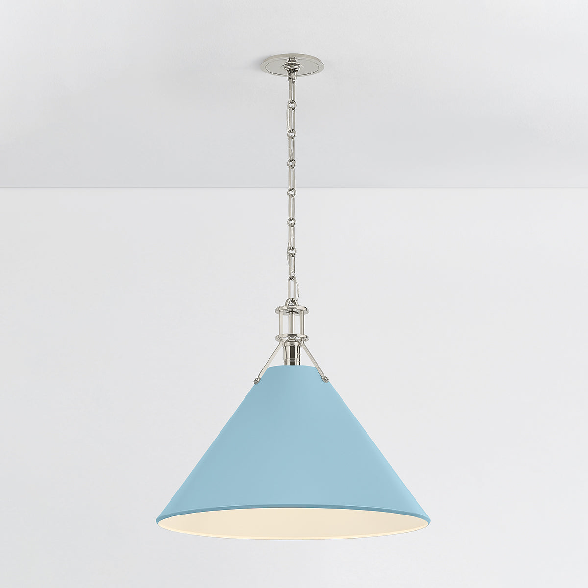 Hudson Valley Painted No. 2 21" Pendant in Polished Nickel / Blue Bird, alternate view 2
