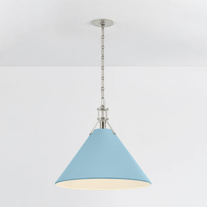 Hudson Valley Painted No. 2 21" Pendant in Polished Nickel / Blue Bird, alternate view 2