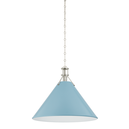 Hudson Valley Painted No. 2 Pendant Polished Nickel / Blue Bird