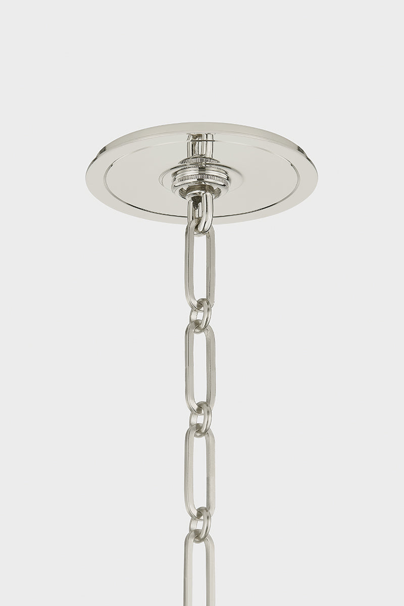 Hudson Valley Painted No. 2 21" Pendant in Polished Nickel / Blue Bird, room setting 1