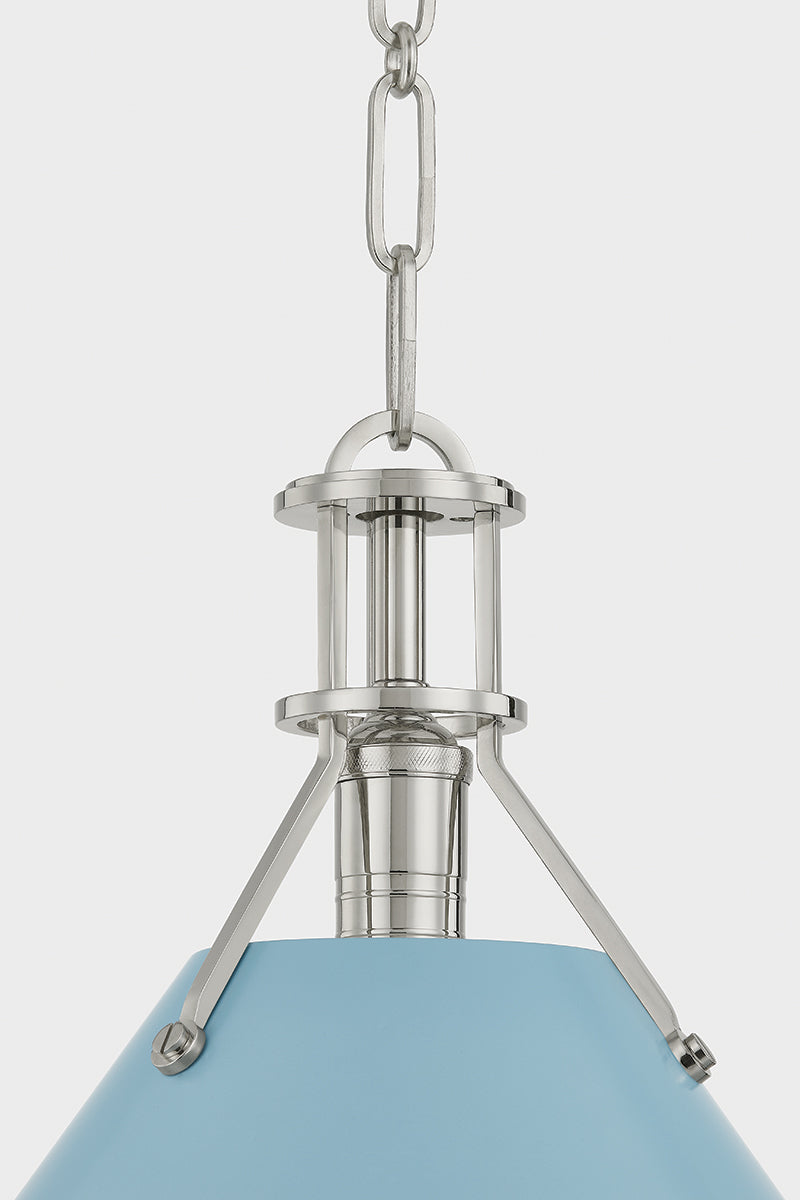 Hudson Valley Painted No. 2 21" Pendant in Polished Nickel / Blue Bird, room setting 2