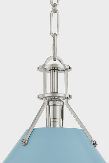 Hudson Valley Painted No. 2 21" Pendant in Polished Nickel / Blue Bird, room setting 2