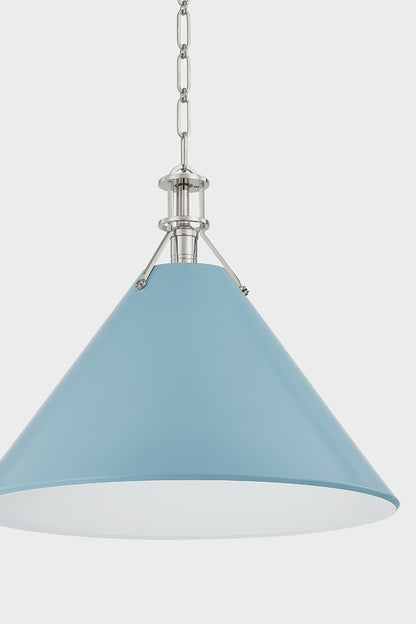 Hudson Valley Painted No. 2 21" Pendant in Polished Nickel / Blue Bird, room setting 4
