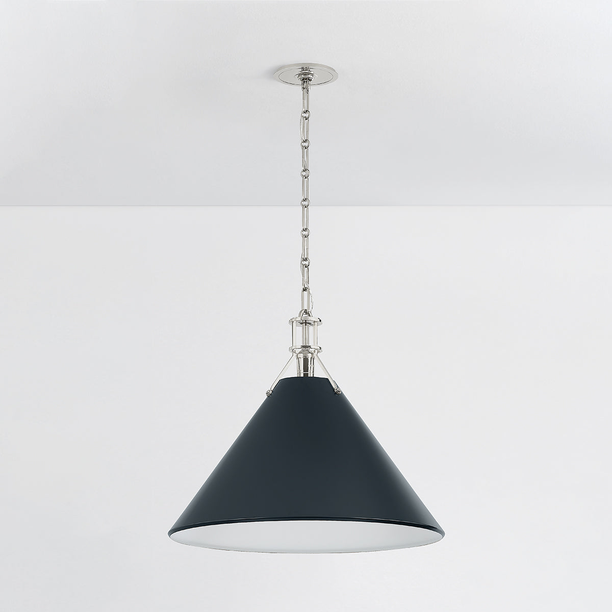 Hudson Valley Painted No. 2 21" Pendant in Polished Nickel / Darkest Blue, alternate view 1