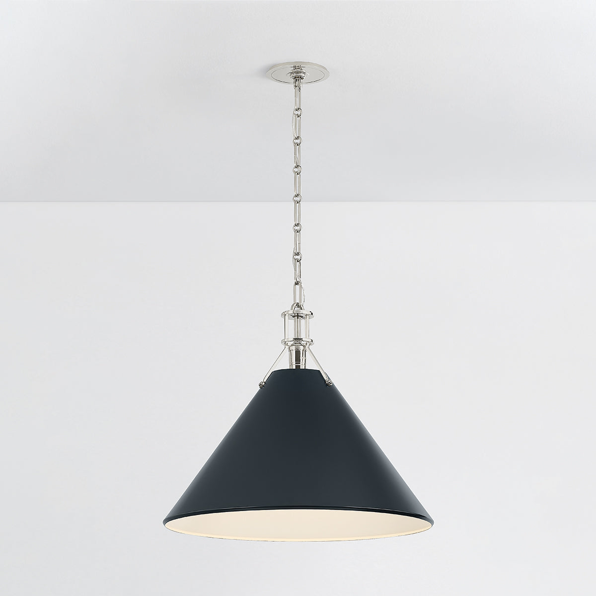 Hudson Valley Painted No. 2 21" Pendant in Polished Nickel / Darkest Blue, alternate view 2