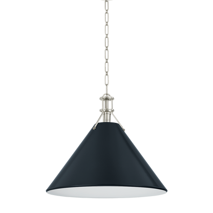 Hudson Valley Painted No. 2 Pendant Polished Nickel / Darkest Blue