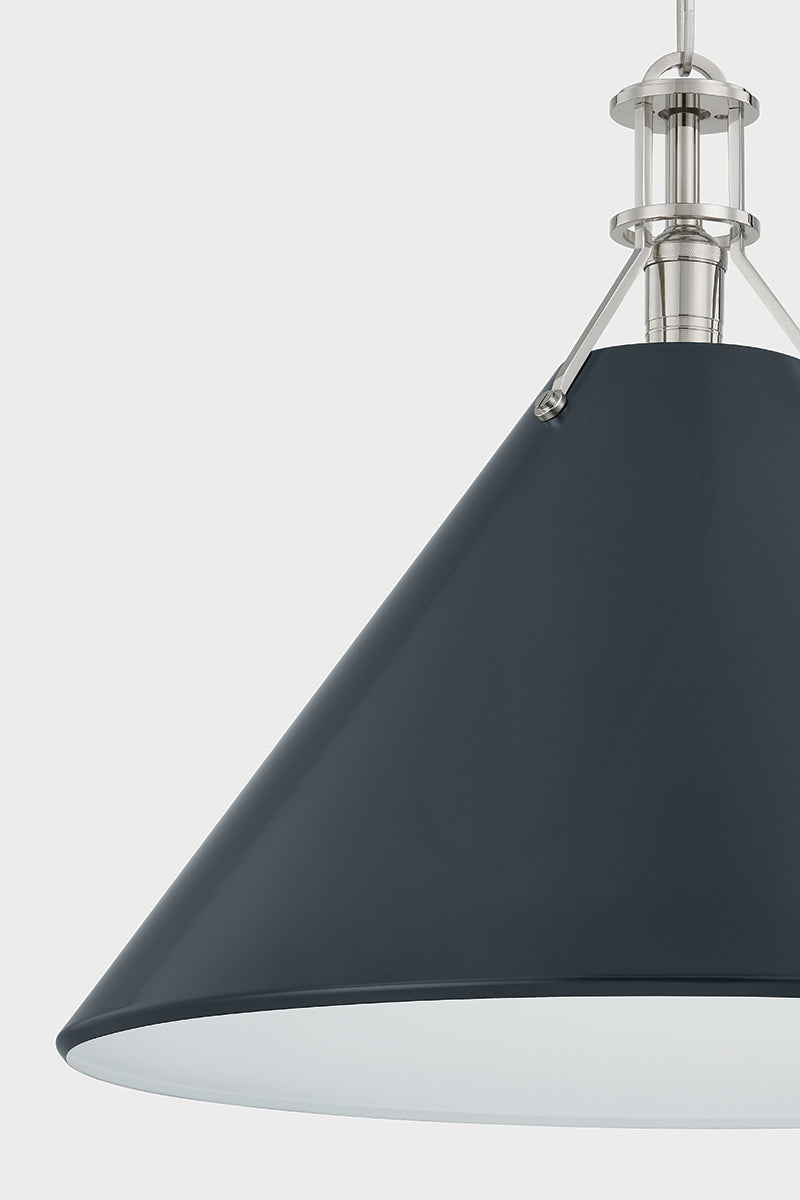 Hudson Valley Painted No. 2 21" Pendant in Polished Nickel / Darkest Blue, room setting 3
