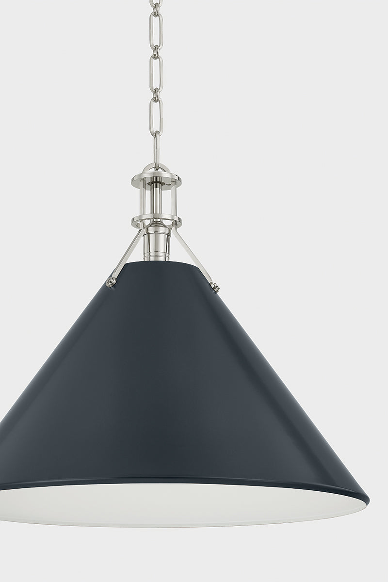 Hudson Valley Painted No. 2 21" Pendant in Polished Nickel / Darkest Blue, room setting 4
