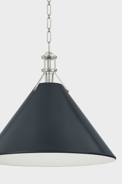 Hudson Valley Painted No. 2 21" Pendant in Polished Nickel / Darkest Blue, room setting 4