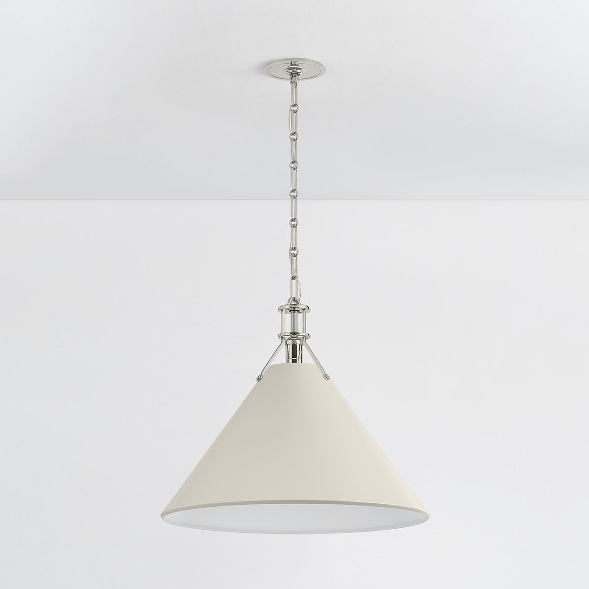 Hudson Valley Painted No. 2 21" Pendant in Polished Nickel / Off White, alternate view 1