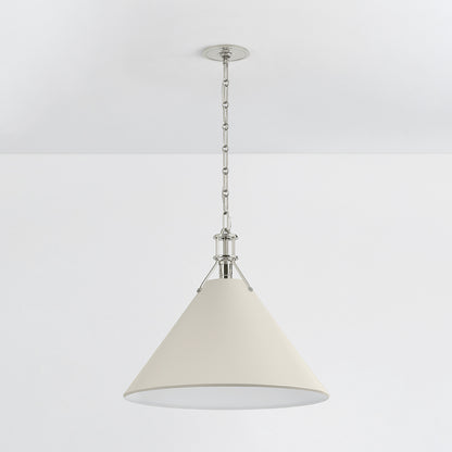 Hudson Valley Painted No. 2 21" Pendant in Polished Nickel / Off White, alternate view 1