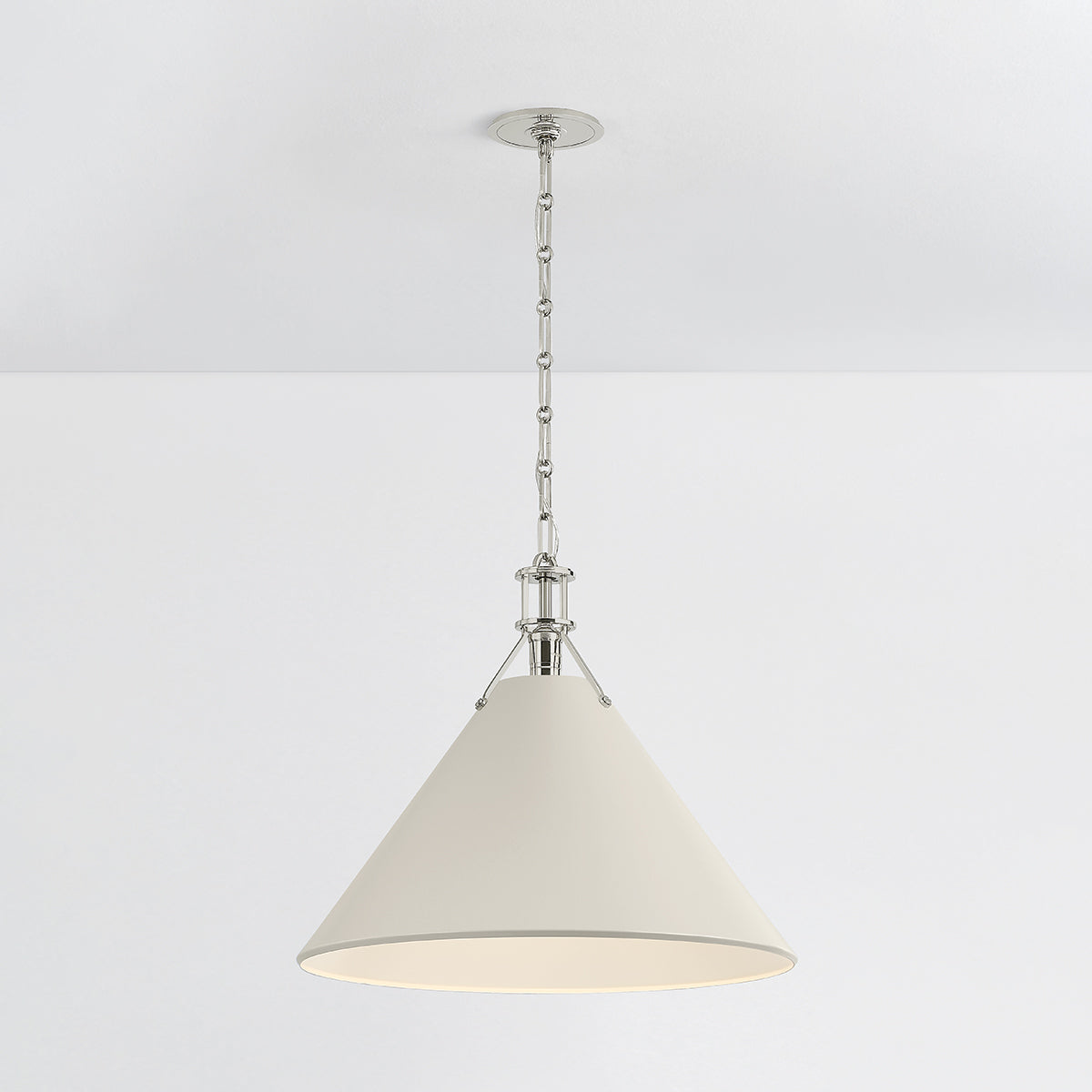 Hudson Valley Painted No. 2 21" Pendant in Polished Nickel / Off White, alternate view 2
