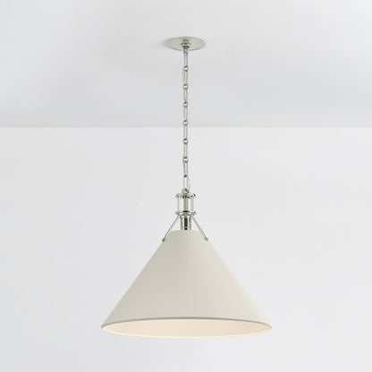 Hudson Valley Painted No. 2 21" Pendant in Polished Nickel / Off White, alternate view 2