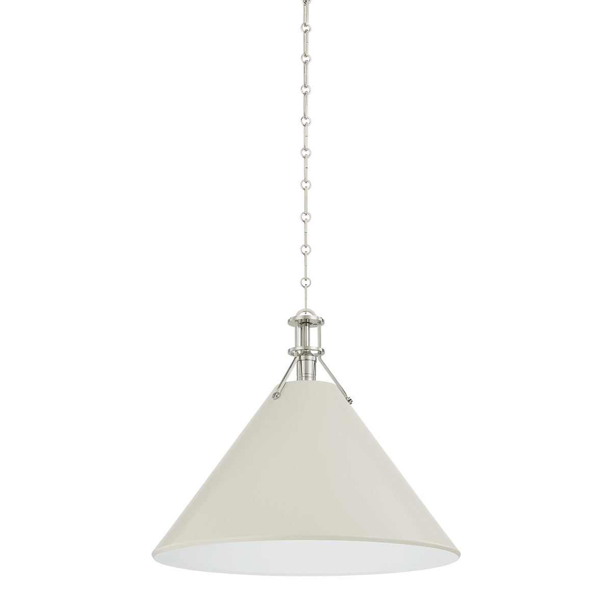 Hudson Valley Painted No. 2 Pendant Polished Nickel / Off-white with Off White