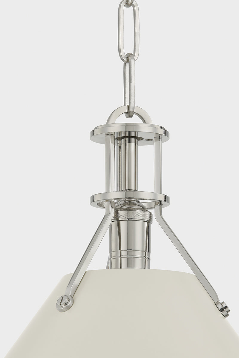 Hudson Valley Painted No. 2 21" Pendant in Polished Nickel / Off White, room setting 2
