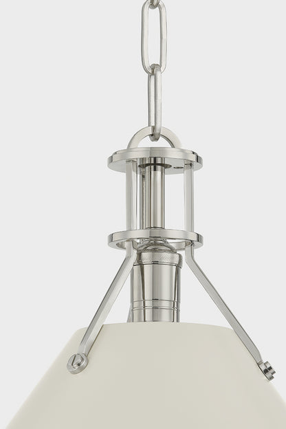 Hudson Valley Painted No. 2 21" Pendant in Polished Nickel / Off White, room setting 2