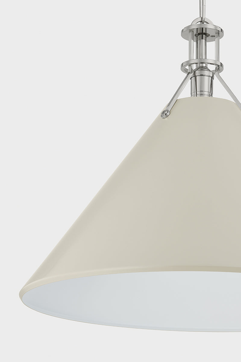 Hudson Valley Painted No. 2 21" Pendant in Polished Nickel / Off White, room setting 3