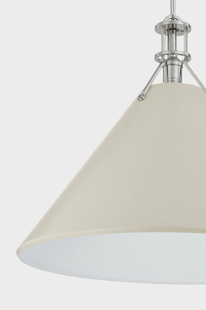 Hudson Valley Painted No. 2 21" Pendant in Polished Nickel / Off White, room setting 3