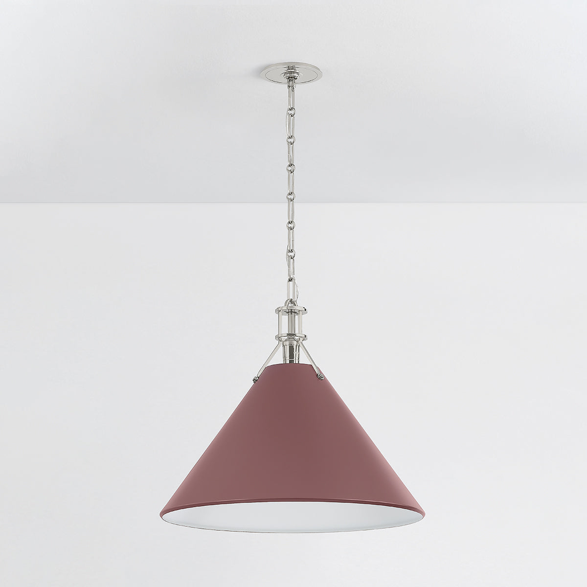 Hudson Valley Painted No. 2 21" Pendant in Polished Nickel / Soft Crimson, alternate view 1