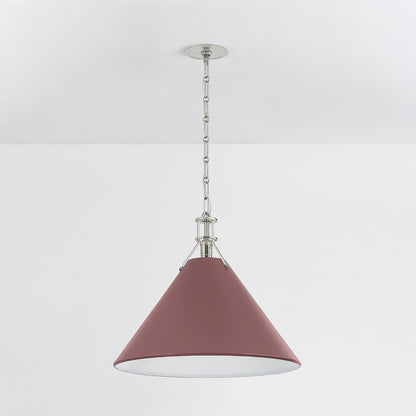 Hudson Valley Painted No. 2 21" Pendant in Polished Nickel / Soft Crimson, alternate view 1
