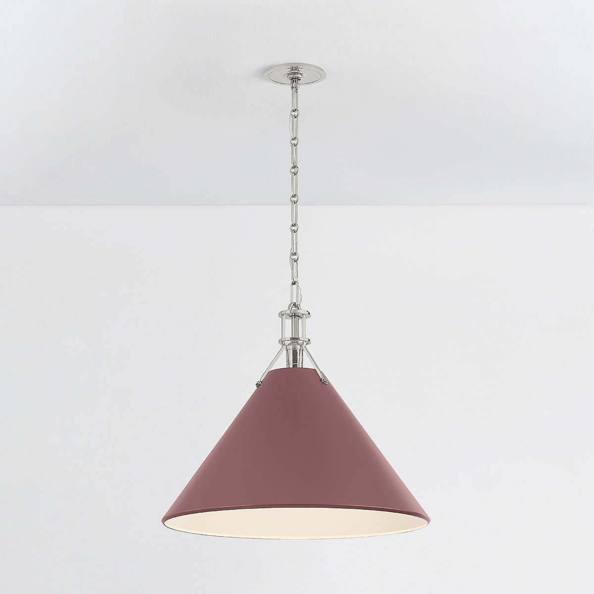 Hudson Valley Painted No. 2 21" Pendant in Polished Nickel / Soft Crimson, alternate view 2
