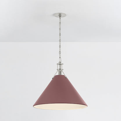 Hudson Valley Painted No. 2 21" Pendant in Polished Nickel / Soft Crimson, alternate view 2