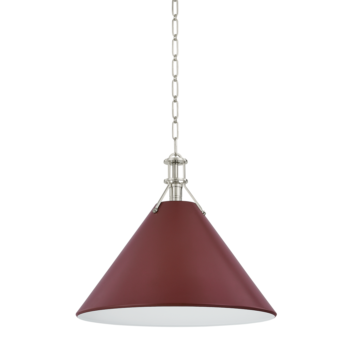 Hudson Valley Painted No. 2 Pendant Polished Nickel / Soft Crimson